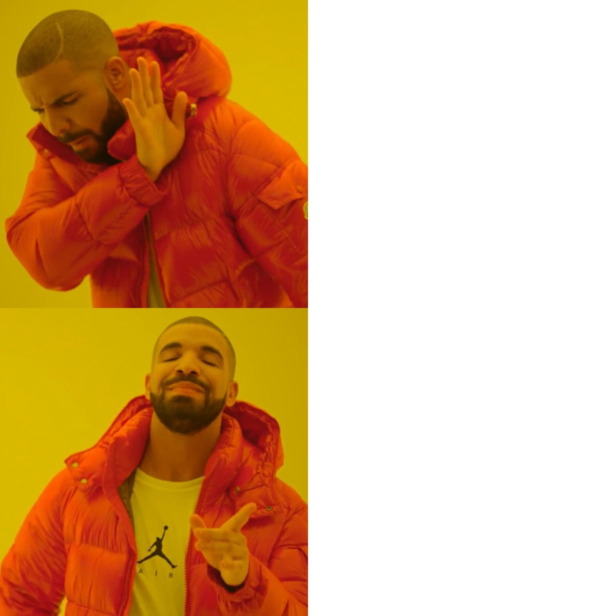 Drake Hotline Bling meme about Nécessaire